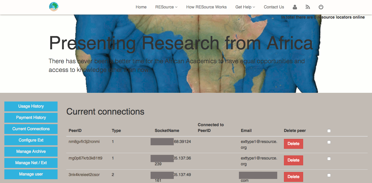 AARRC Current Connections Page (Admin)