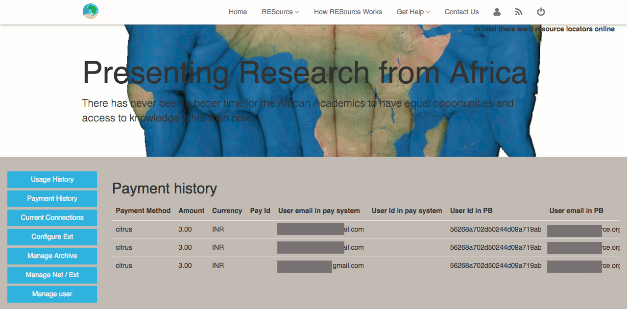 AARRC Payment History Page (Admin)